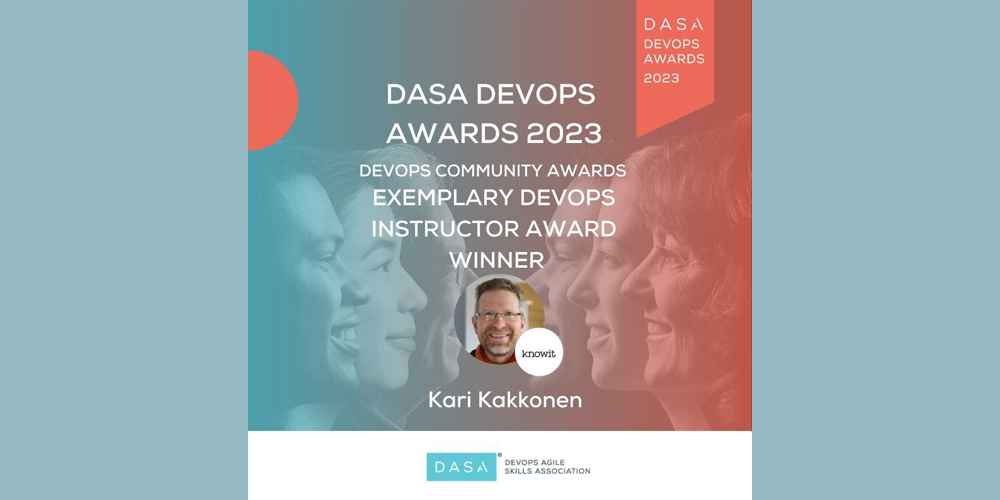Kari Kakkonen wins the Award for Exemplary DevOps Instructor at the DASA Connect DevOps conference