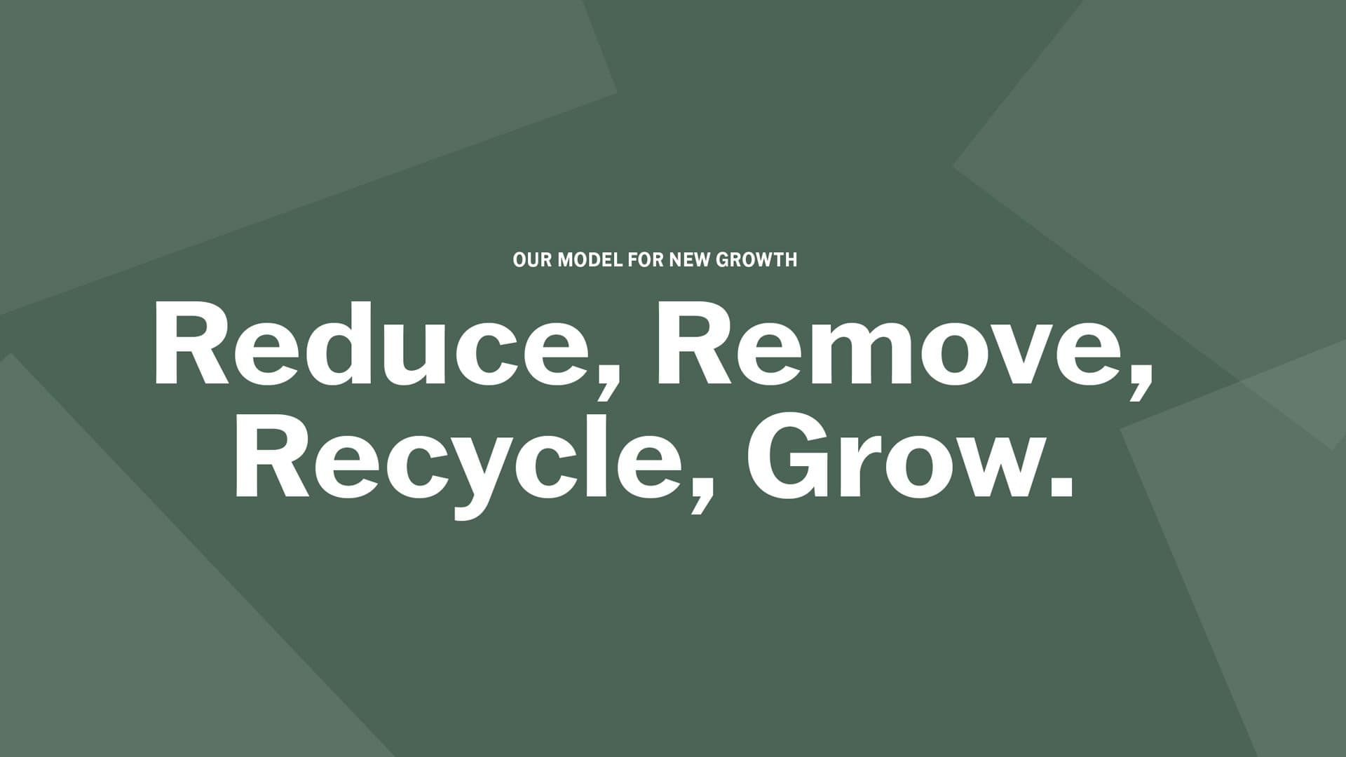 Reduce, Remove, Recycle and Grow – our model for New Growth